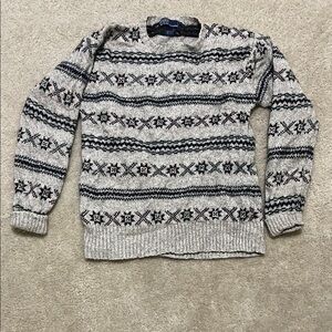Polo by Ralph Lauren Cream & Black Geometric Crewneck Sweater